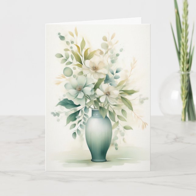 Tarjeta Hermosas flores en un saludo de bienvenida (Anverso)