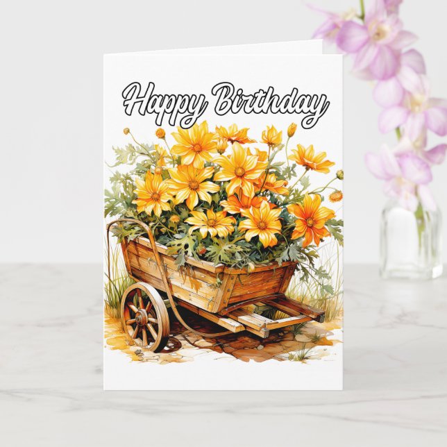Tarjeta Hermosas flores frescas Feliz cumpleaños (Orquídea)