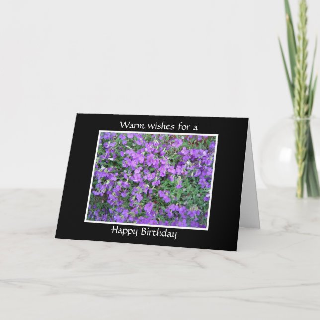 Tarjeta Hermosas flores moradas (Anverso)