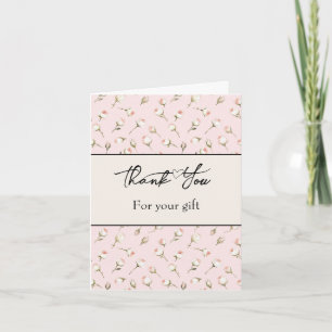 Tarjeta Hermosas flores rosadas crema gracias  