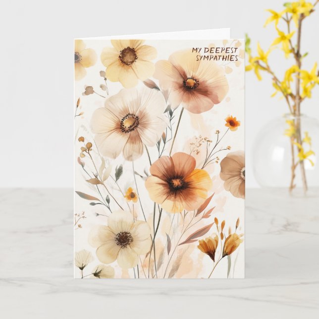 Tarjeta Hermosas flores silvestres lo lamentan por tu pérd (flor amarilla)