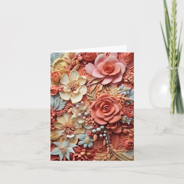 Tarjeta Hermosas Flores Victorianas Florales Elegantes Bon (Anverso)