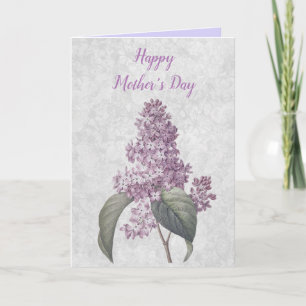 Tarjeta Hermosas lilas florecen Feliz día de la madre