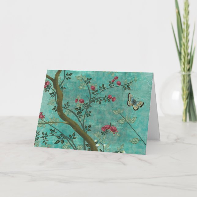 Tarjeta Hermosas mariposas antiguas de árboles antiguos (Anverso)