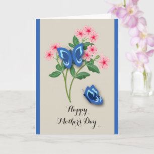 Tarjeta Hermosas mariposas azules - Día de la madre de las
