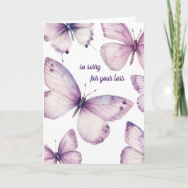 Tarjeta Hermosas Mariposas Moradas LO SENTIMOS POR LA PÉRD