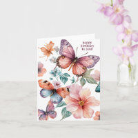 Hermosas mariposas y flores Feliz cumpleaños
