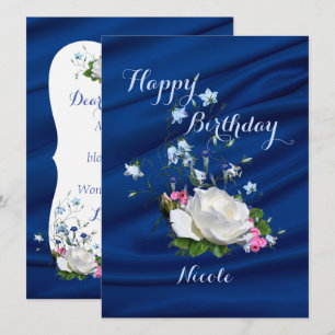 Tarjeta Hermosas rosas blancas para el cumpleaños de la hi