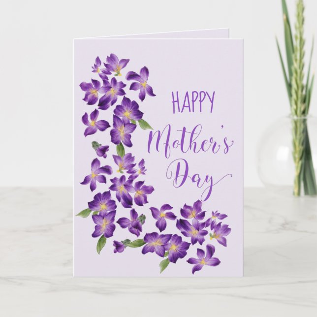 Tarjeta Hermosas violetas florales en la foto del Día de l (Anverso)