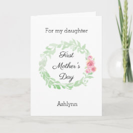 Tarjeta Hermoso Acuarela 1er Día de la Madre Hija