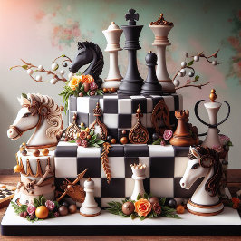 TARJETA HERMOSO AJEDREZ TEMÁTICO DEL CUMPLEAÑOS