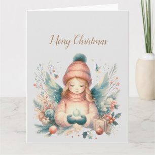 Tarjeta Hermoso ángel invernal en medio de la naturaleza d