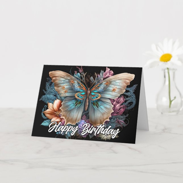 Tarjeta Hermoso arte artístico de mariposa colorida (Planta pequeña)