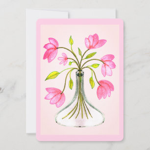 Tarjeta Hermoso Arte Floral Rosa