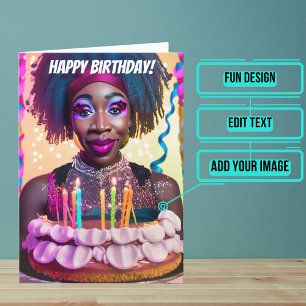 Tarjeta Hermoso Black Drag Queen Funny Cumpleaños