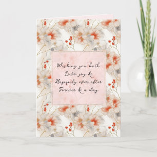 Tarjeta Hermoso Boda rojizo floral de color rosa