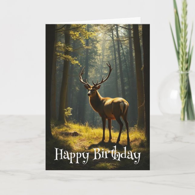 Tarjeta Hermoso bosque Stag Deer Sunny (Anverso)