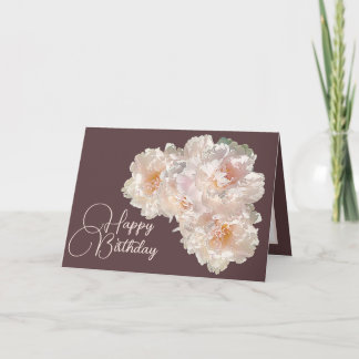 Tarjeta Hermoso Bouquet Floral Pink Peonies Cumpleaños