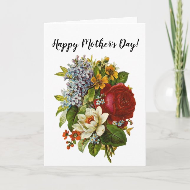 Tarjeta Hermoso Bouquet Romántico de Verano con Rosa Roja (Anverso)