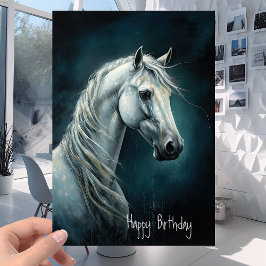Tarjeta Hermoso caballo blanco - Cualquier edad feliz cump