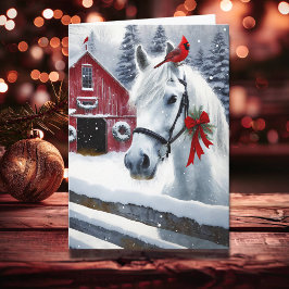 Tarjeta Hermoso caballo de vacaciones con cardenal persona