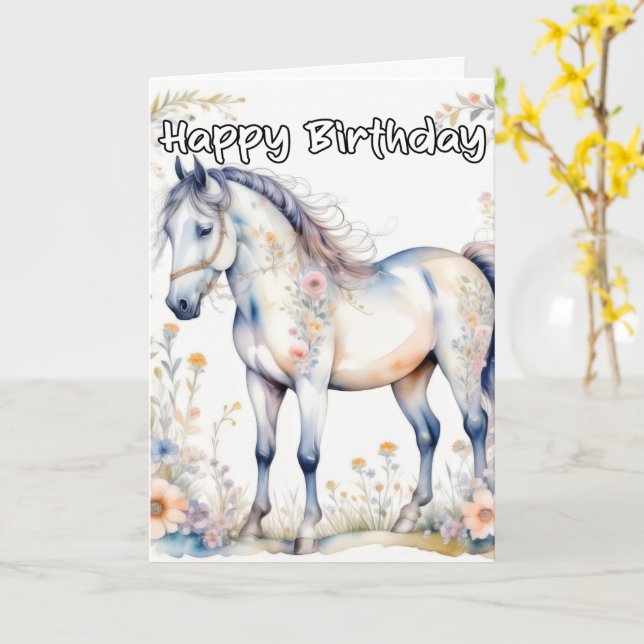 Tarjeta Hermoso caballo majestuoso (flor amarilla)