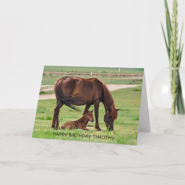 Tarjeta Hermoso caballo y tonto en una pastelería (Anverso)