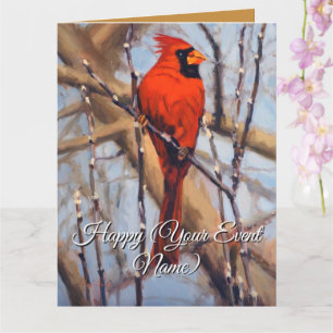 Tarjeta Hermoso cardenal rojo posado en una rama