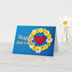 Tarjeta Hermoso Corazón Y Collage De Flores