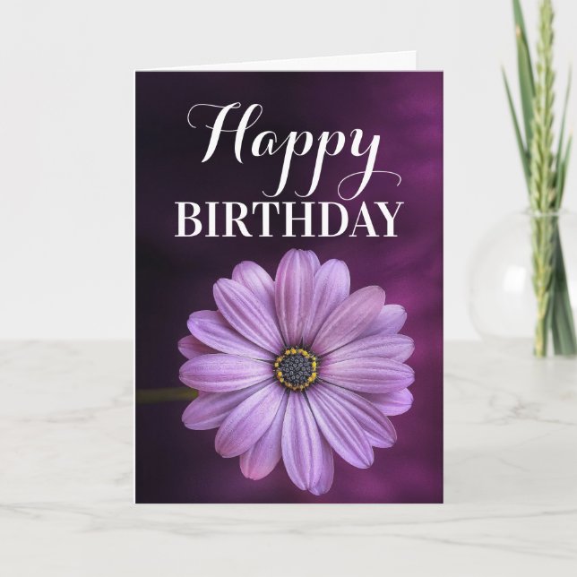 Tarjeta Hermoso cumpleaños Purple Daisy (Anverso)