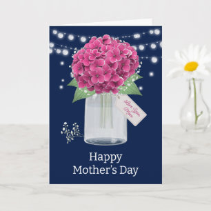 Tarjeta Hermoso Día de la Madre Floral Azul Rosa