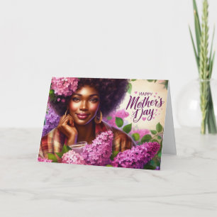 Tarjeta Hermoso Día de la Madre Lilas Púrpuras Floral