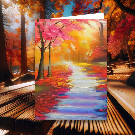 Tarjeta Hermoso Día de Otoño Camino de Otoño Pensando en T