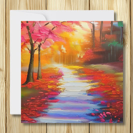 Tarjeta Hermoso Día de Otoño Camino de Otoño Pensando en T