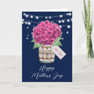 Tarjeta Hermoso Día Rústico de la Madre de la Hidrangea Ro