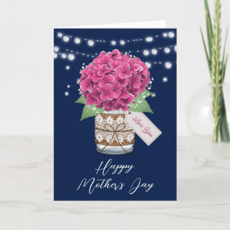 Tarjeta Hermoso Día Rústico de la Madre de la Hidrangea Ro