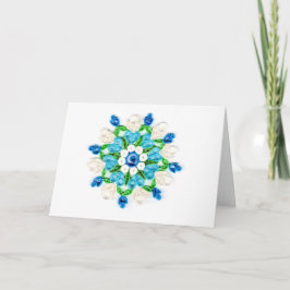 Tarjeta Hermoso diseño de flores azules blancas y verdes