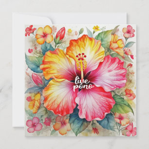 Tarjeta Hermoso diseño de flores de hibisco LIVE PONO vibr