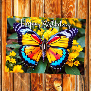 Tarjeta Hermoso diseño de mariposa descansando Feliz Cumpl