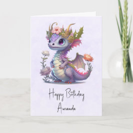 Tarjeta Hermoso dragón con elegante cumpleaños de la Coron
