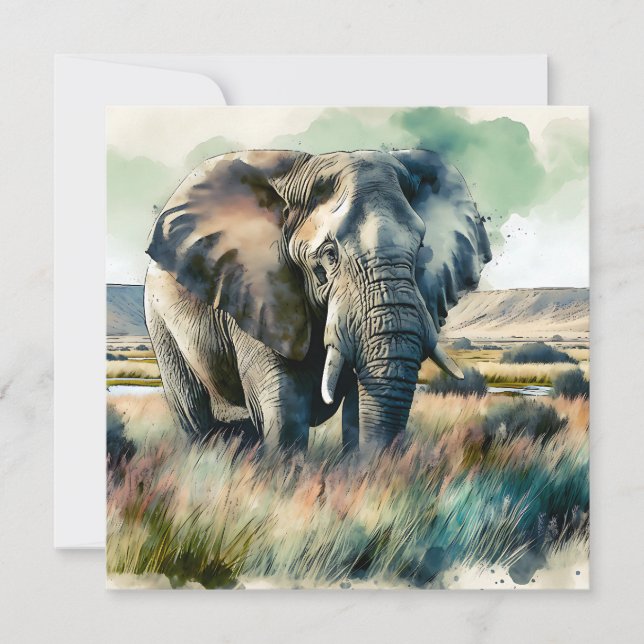 Tarjeta Hermoso elefante acuático (Anverso)