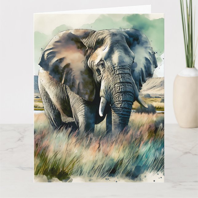 Tarjeta Hermoso elefante acuático (Anverso)