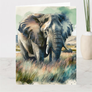 Tarjeta Hermoso elefante acuático
