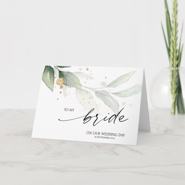 Tarjeta Hermoso Eucalipto Al Día De Mi Boda De Novia (Anverso)
