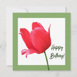 Tarjeta Hermoso Feliz Cumpleaños bonito tulipán rojo flora