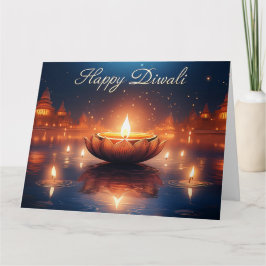 Tarjeta Hermoso Festival Diya de Luz Feliz Diwali