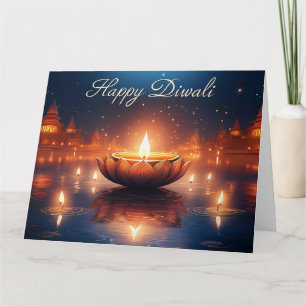 Tarjeta Hermoso Festival Diya de Luz Feliz Diwali