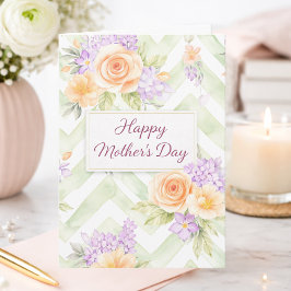Tarjeta Hermoso floral de acuarela lavanda para el Día de 