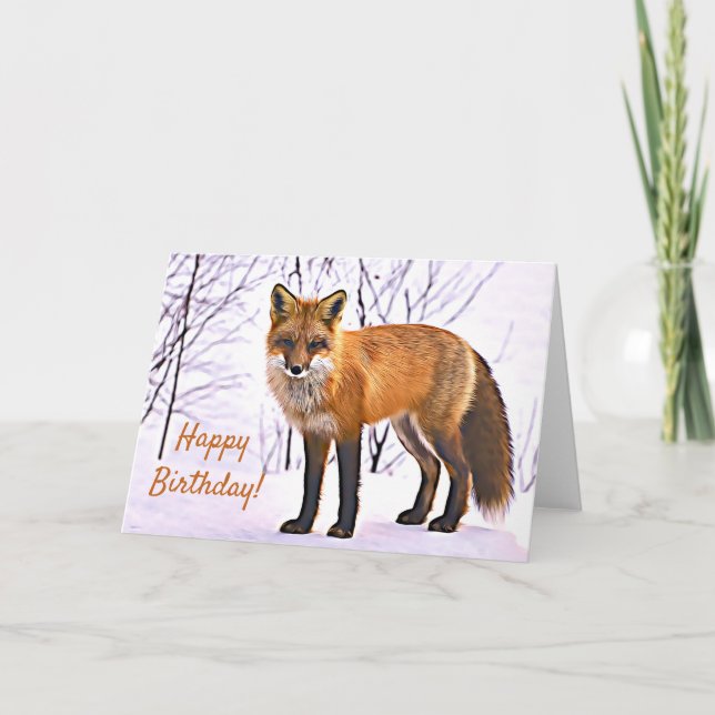 Tarjeta Hermoso Fox en invierno (Anverso)