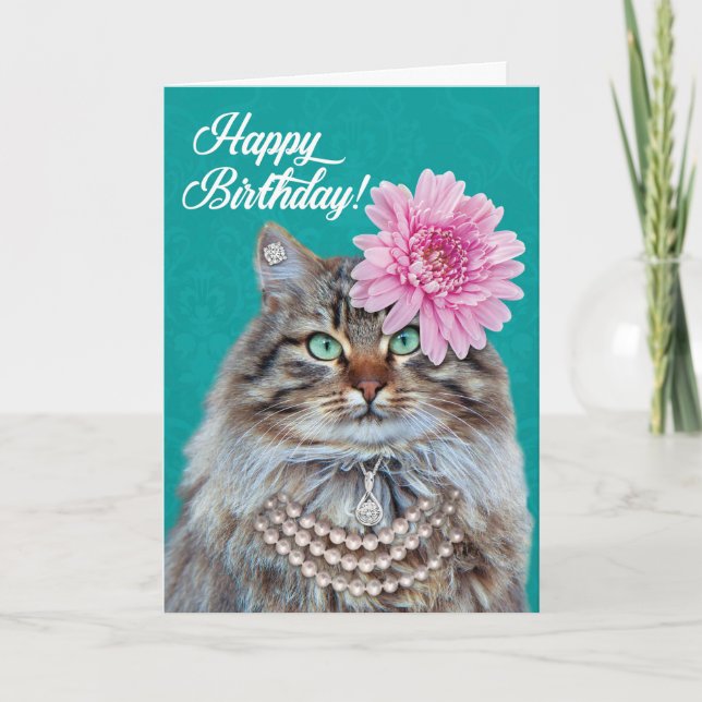 Tarjeta Hermoso gato de Maine Coon - ¡Te Ves Meowvalente! (Anverso)